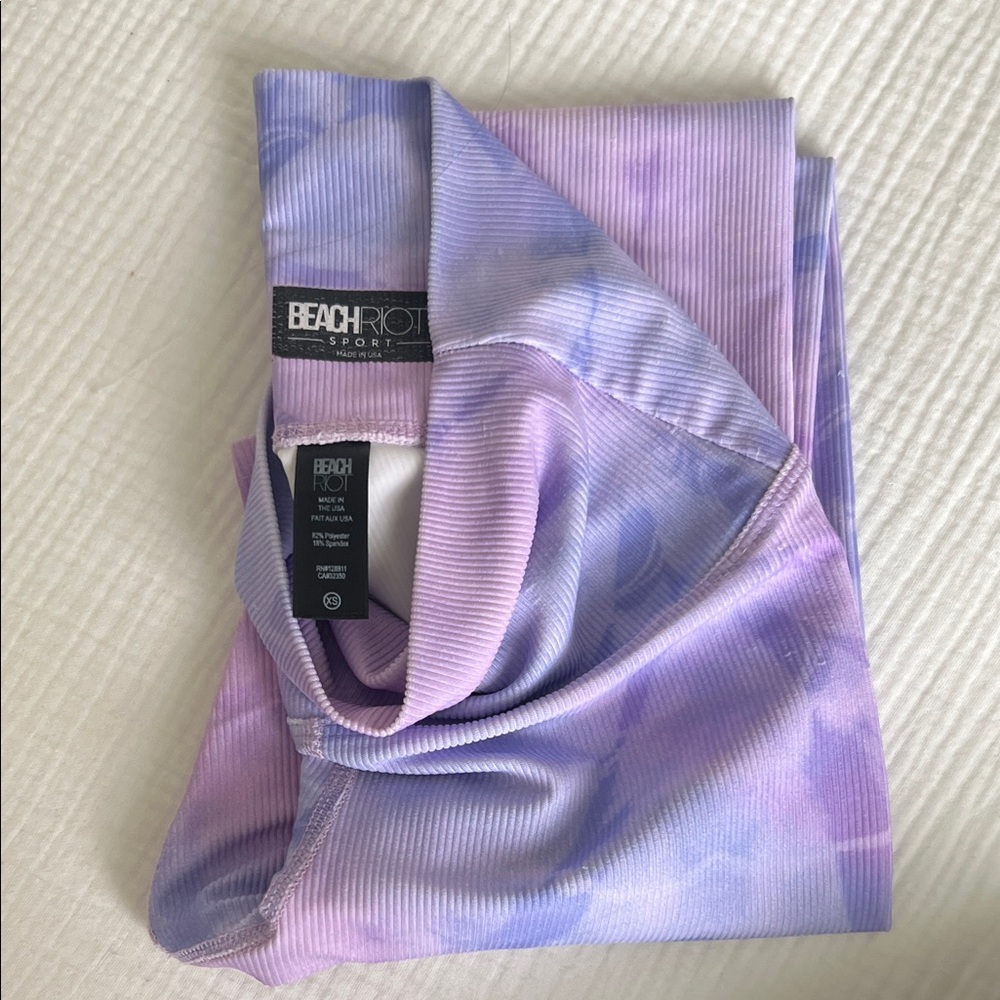 Beach Riot Purple Ribbed Leggings XS - Picture 2 of 2